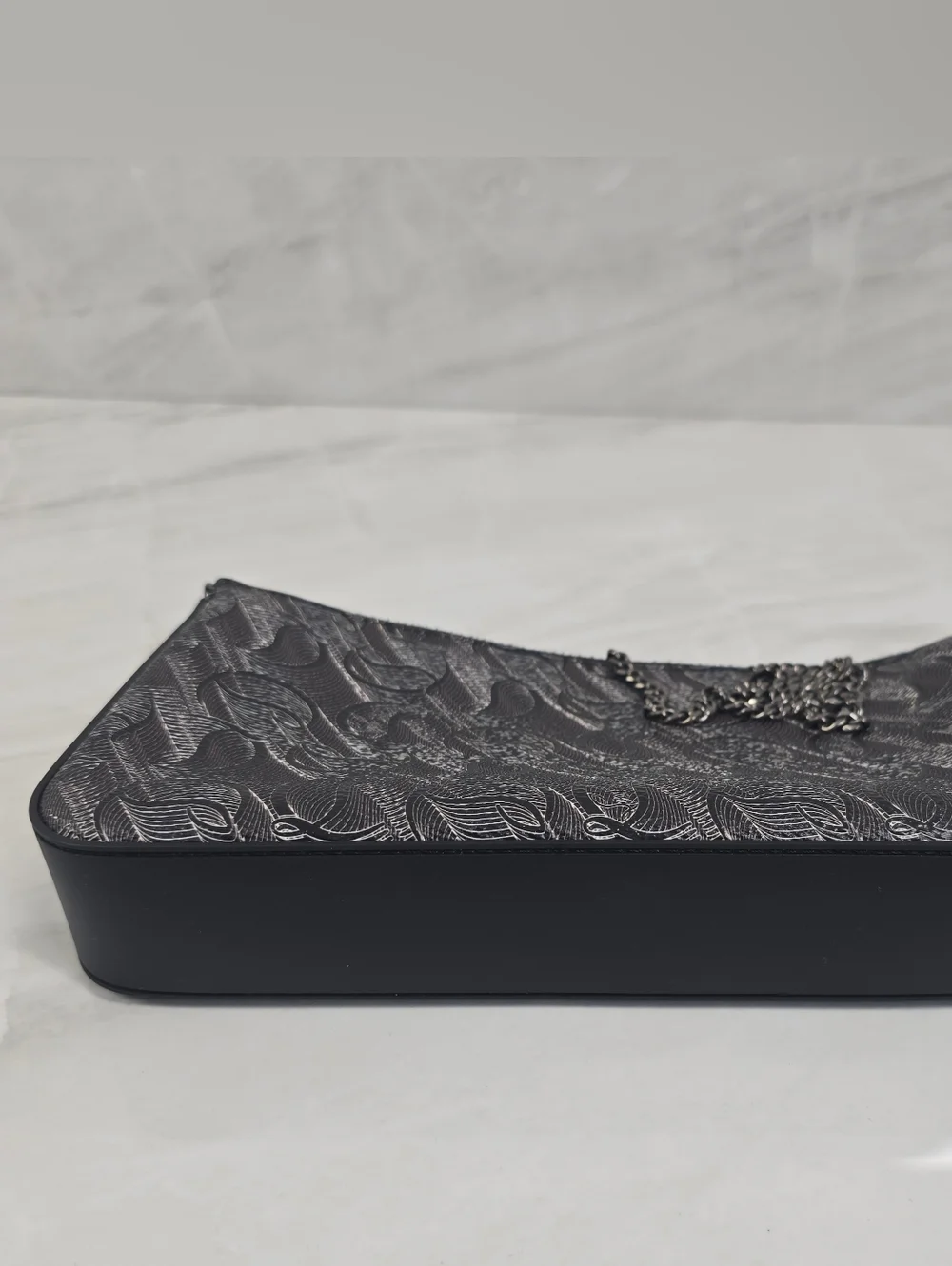 Christian Louboutin Black Embossed Leather Chain Shoulder Bag - Picture 8 of 14